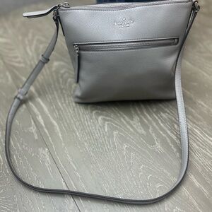 kate spade gray leather crossbody bag with silver hardware